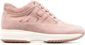 Hogan rhinestone embellished lace-up sneakers Pink