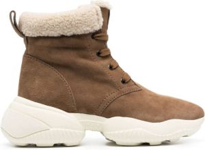 Hogan suede lace-up ankle boots Brown