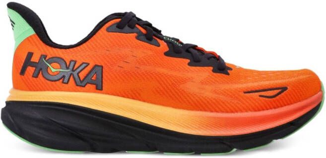 HOKA Clifton 9 mesh-panelling sneakers Orange
