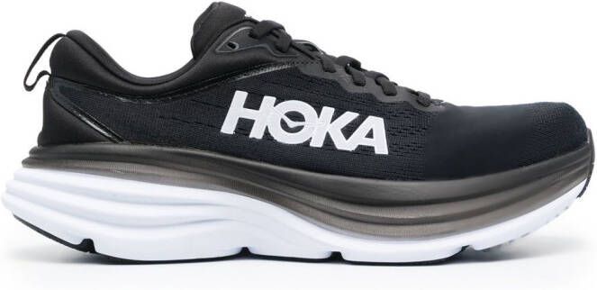 HOKA Bondi 8 logo-print lace-up sneakers Black