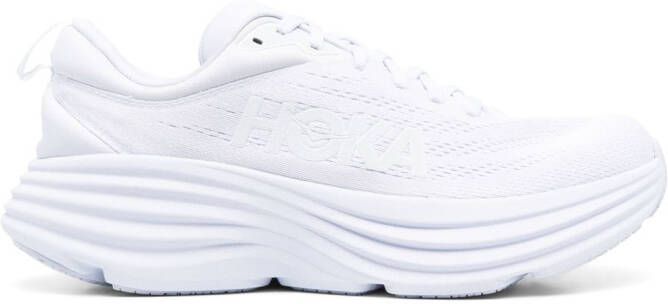 HOKA Bondi 8 logo-print lace-up sneakers White