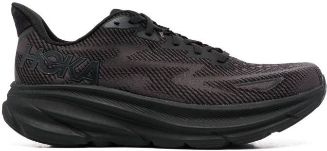 HOKA mesh-panel lace-up sneakers Black