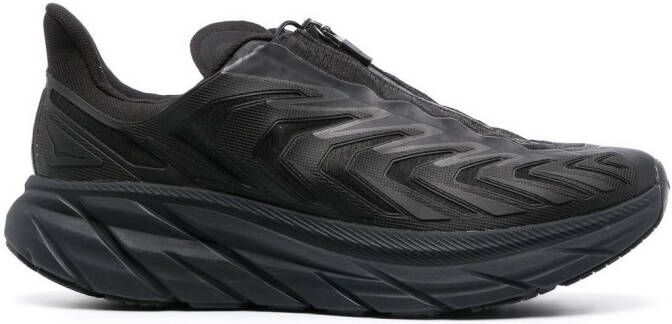 HOKA Project Clifton zip-up sneakers Black - Dressed.com
