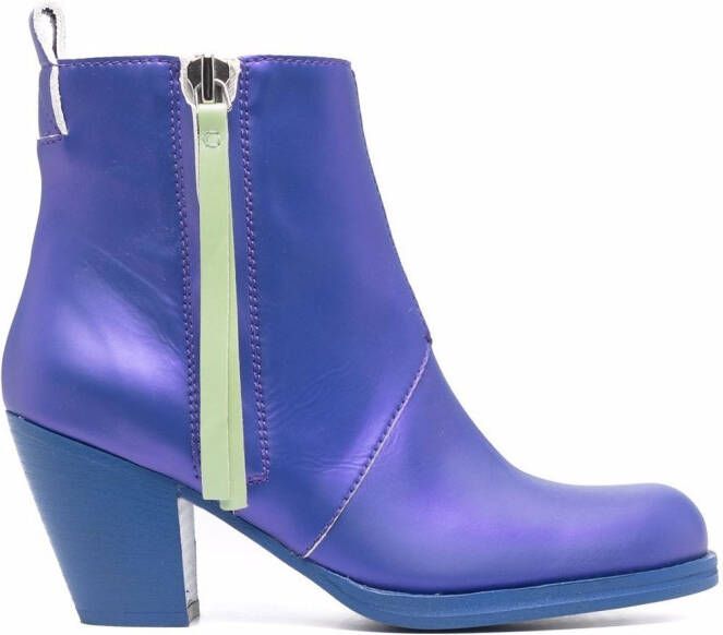 Honey Fucking Dijon zip-up heeled leather boots Blue
