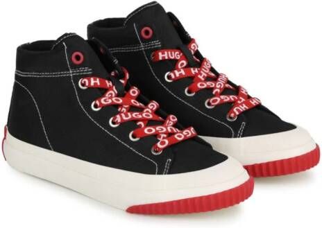 HUGO KIDS logo-laces high-top sneakers Black