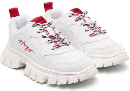 HUGO KIDS logo-print chunky-sole sneakers White