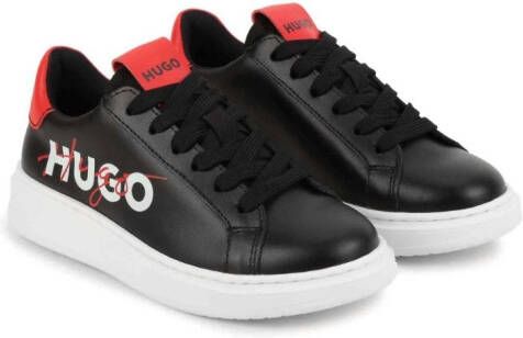 HUGO KIDS logo-print lace-up sneakers Black