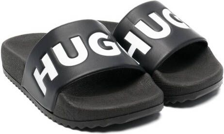 HUGO KIDS logo-print slides Black