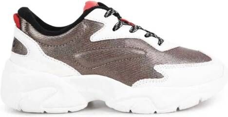 HUGO KIDS metallic-effect panelled sneakers Brown