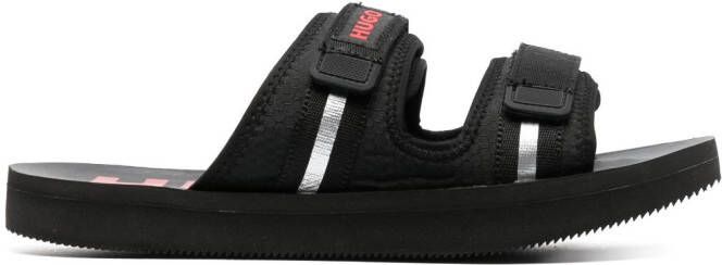 HUGO logo-patch open-toe sandals Black