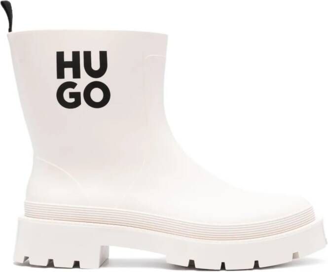 HUGO logo-print round-toe boots Neutrals