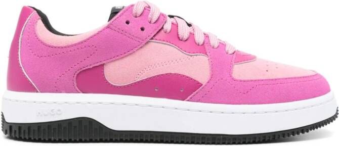 HUGO panelled suede sneakers Pink