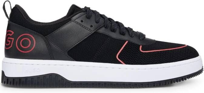 HUGO recycled leather lace-up sneakers Black