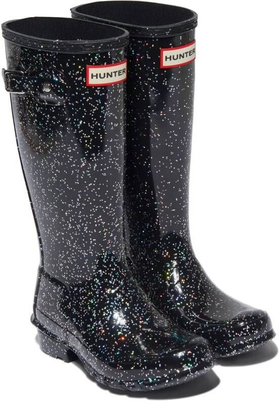 Hunter Kids glitter rubber rain boots Black