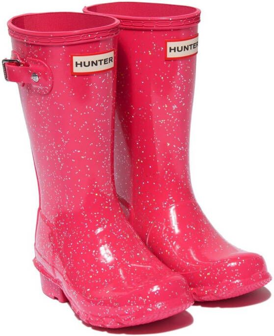 Hunter Kids glossy glitter wellie boots Pink