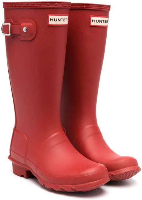 Hunter Kids logo-patch detail boots Red