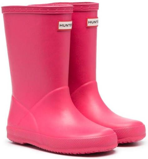 Hunter Kids logo-patch rain boots Pink