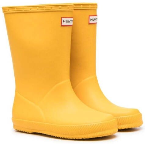 Hunter Kids logo-patch rain boots Yellow