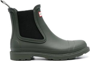 Hunter logo-patch wellington ankle boots Green