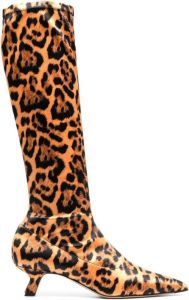 Iindaco Crono leopard-print knee-high boots Orange
