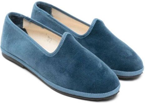 Il Gufo grosgrain-trim suede ballerina shoes Blue