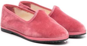 Il Gufo rib-trimmed velvet slippers Pink