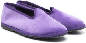 Il Gufo rib-trimmed velvet slippers Purple