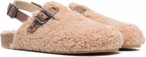 Il Gufo shearling-detail buckle-fastening sandals Brown