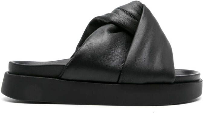 Inuikii Soft Crossed leather slides Black