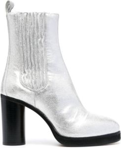 Isabel Marant 145mm metallic-effect platform ankle boots Silver