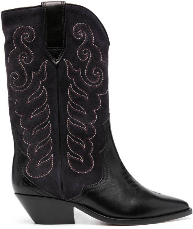 ISABEL MARANT 50mm embroidered-design leather boots Blue