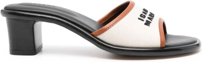 ISABEL MARANT 50mm logo-embroidered mules Neutrals