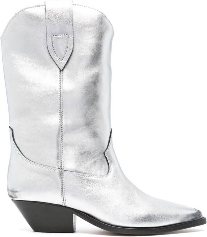 ISABEL MARANT 55mm metallic-finish leather boots Silver