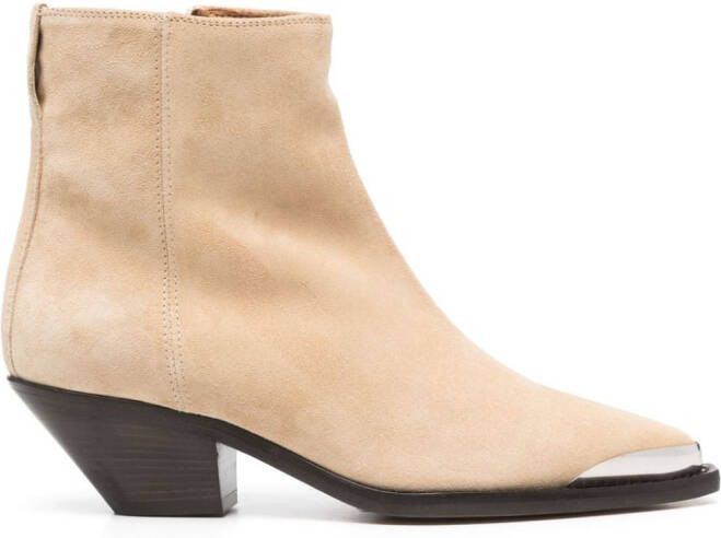 ISABEL MARANT 60mm zipped suede ankle boots Neutrals