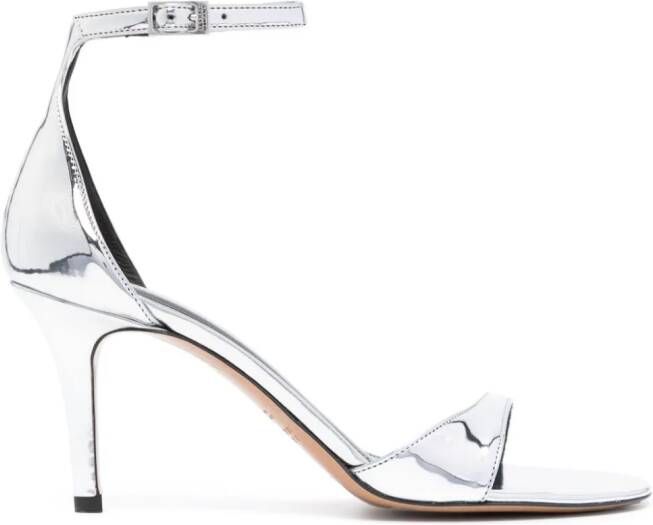 ISABEL MARANT 90mm metallic-effect leather sandals Silver
