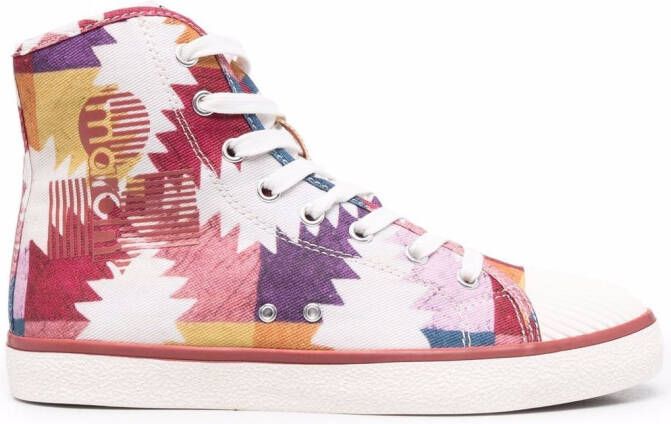 ISABEL MARANT abstract-print high-top sneakers Pink