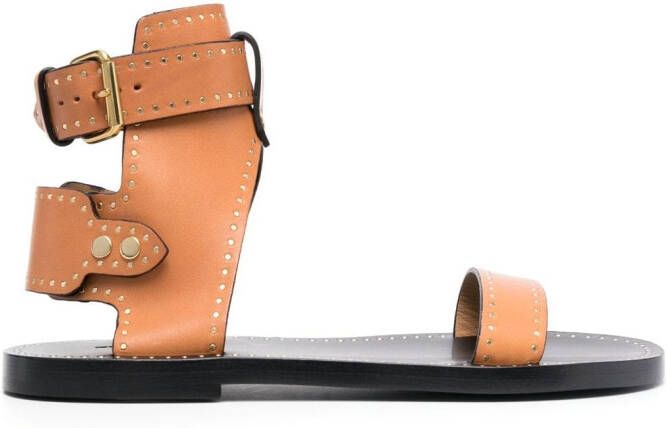 ISABEL MARANT ankle-strap leather sandals Brown
