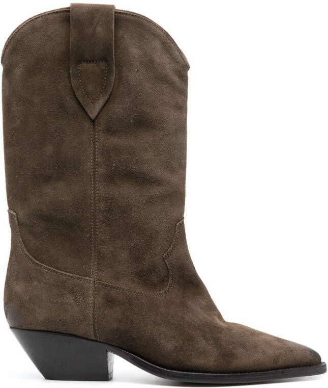 ISABEL MARANT panelled suede cowboy boots Green
