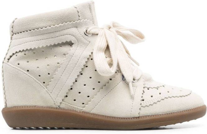 ISABEL MARANT calf suede lace-up sneakers Neutrals