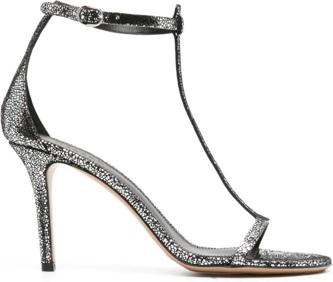 ISABEL MARANT crackled 95mm leather sandals Silver