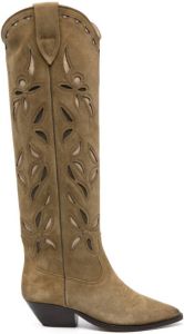 ISABEL MARANT Denvee 40mm suede cowboy boots Green