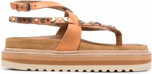 Isabel Marant embellished cross-strap sandals Neutrals