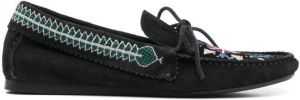 Isabel Marant embroidered suede loafers Black