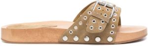 Isabel Marant eyelet-detailing buckled mules Neutrals