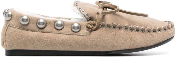 ISABEL MARANT Faomee studded suede loafers Neutrals