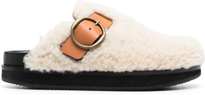 ISABEL MARANT faux shearling mules Neutrals