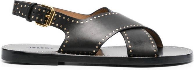 ISABEL MARANT Jane studded crossover-strap leather sandals Black