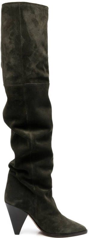 ISABEL MARANT Lage thigh-high boots Green