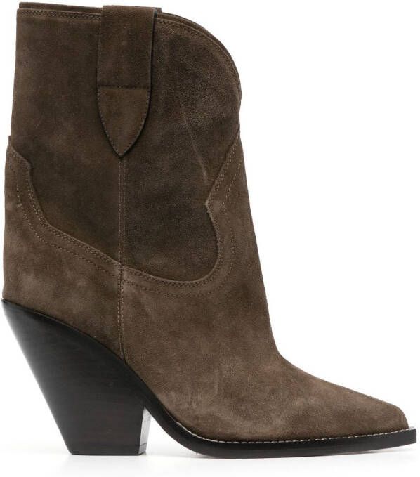 ISABEL MARANT Leyane 90mm suede boots Green