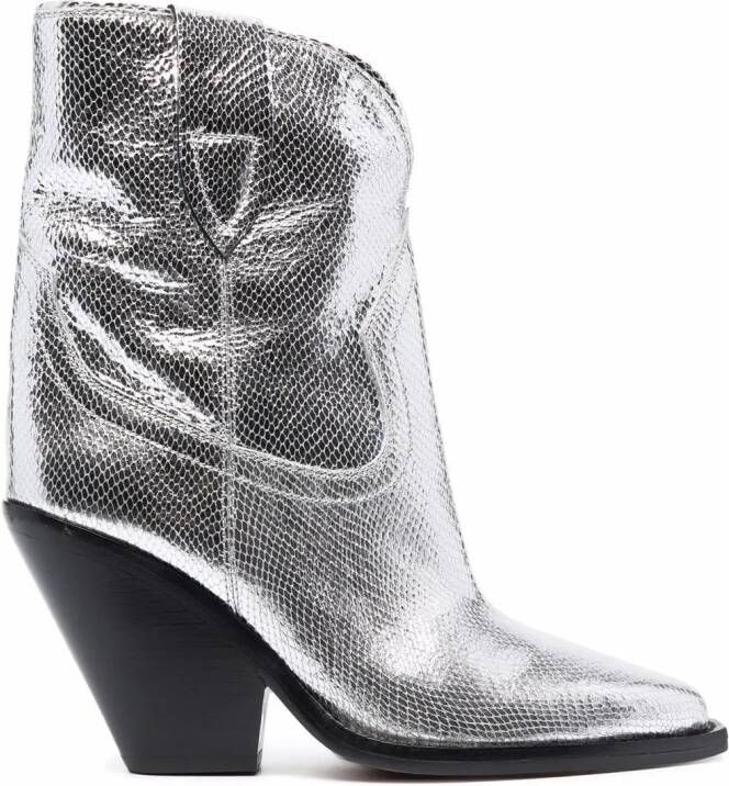ISABEL MARANT Leyane mid-calf leather boots Silver